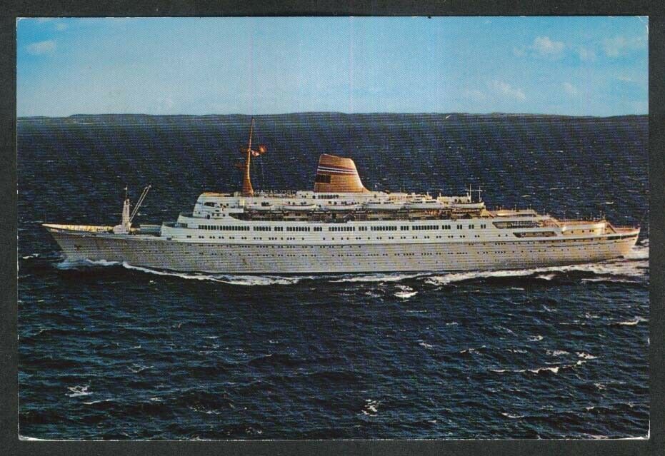 Norwegian America Line Cruise Ship Sagafjord Postcard 1977