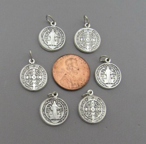 6 pc Holy Medal Charms ITALY ~ St. Saint BENEDICT 1/2